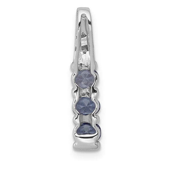 14k White Gold .60 Tanzanite and Diamond 3-Stone Slide Fits up to 2mm Regular/3mm Fancy or Reversible Omega