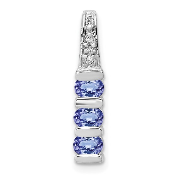 14k White Gold .60 Tanzanite and Diamond 3-Stone Slide Fits up to 2mm Regular/3mm Fancy or Reversible Omega