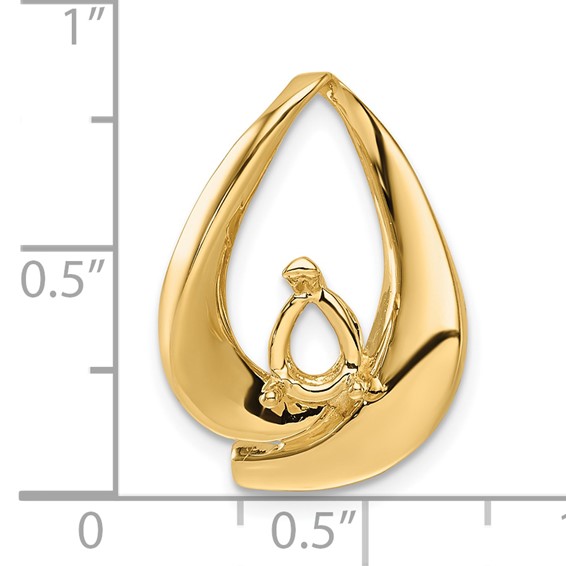 14k Holds 7x5mm Pear Stone Slide Mounting Fits up to 8mm Regular/Fancy/Reversible Omega