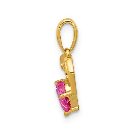 14k Lab Created Pink Sapphire and Diamond Heart Pendant