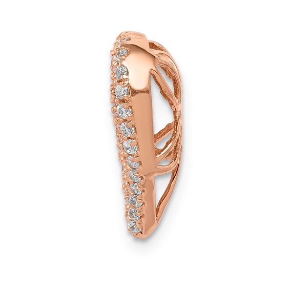 14k Rose Gold Diamond and Pave Pink Sapphire Vintage Heart Chain Slide
