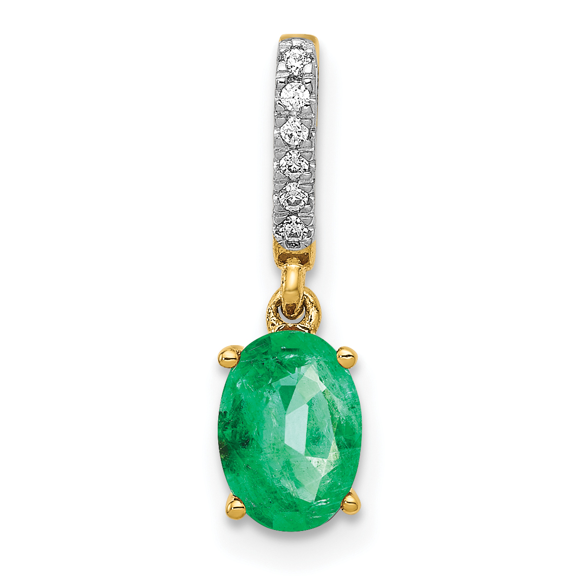 14k Diamond and Oval Emerald Pendant (PM5253-EM-003-YA)