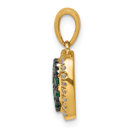 14k Yellow Gold Diamond and .50 Emerald Square Halo Pendant