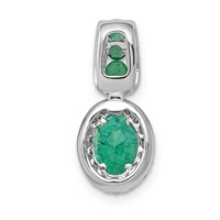 14K White Gold 0.20 Carat Lab Grown Diamond VS SI+ G+ and Lab Created Emerald Oval Halo Pendant view 3