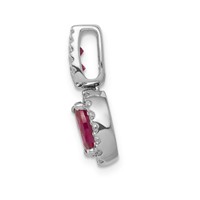 14K White Gold 0.20 Carat Lab Grown Diamond VS SI+ G+ and Lab Created Ruby Oval Halo Pendant view 2