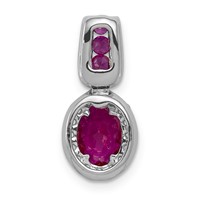 14K White Gold 0.20 Carat Lab Grown Diamond VS SI+ G+ and Lab Created Ruby Oval Halo Pendant view 3