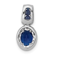 14K White Gold 0.20 Carat Lab Grown Diamond VS SI+ G+ and Lab Created Blue Sapphire Oval Halo Pendant view 3