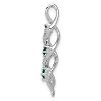 10K White Gold 0.07 Carat Lab Grown Diamond VS SI+ G+ and Lab Created Emerald Twist Chain Slide Pendant view 2