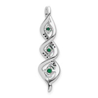 10K White Gold 0.07 Carat Lab Grown Diamond VS SI+ G+ and Lab Created Emerald Twist Chain Slide Pendant view 3