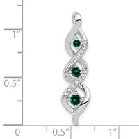 10K White Gold 0.07 Carat Lab Grown Diamond VS SI+ G+ and Lab Created Emerald Twist Chain Slide Pendant view 4