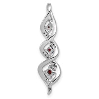 10K White Gold 0.07 Carat Lab Grown Diamond VS SI+ G+ and Lab Created Ruby Twist Chain Slide Pendant view 3