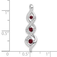 10K White Gold 0.07 Carat Lab Grown Diamond VS SI+ G+ and Lab Created Ruby Twist Chain Slide Pendant view 4