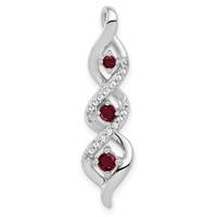 10K White Gold 0.07 Carat Lab Grown Diamond VS SI+ G+ and Lab Created Ruby Twist Chain Slide Pendant view 1