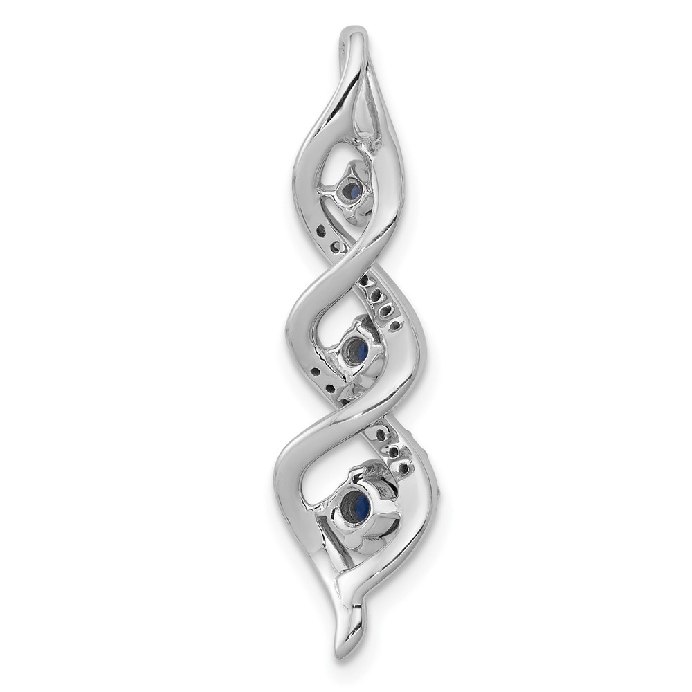 10k White Gold 1/15 carat Lab Grown Diamond VS/SI+ G+ and Lab Created Blue Sapphire Twist Chain Slide Pendant (PM5264-CSA-008-0WLG)