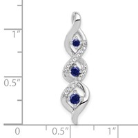 10K White Gold 0.07 Carat Lab Grown Diamond VS SI+ G+ and Lab Created Blue Sapphire Twist Chain Slide Pendant view 4