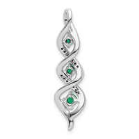 14K White Gold 0.07 Carat Lab Grown Diamond VS SI+ G+ and Lab Created Emerald Twist Chain Slide Pendant view 3