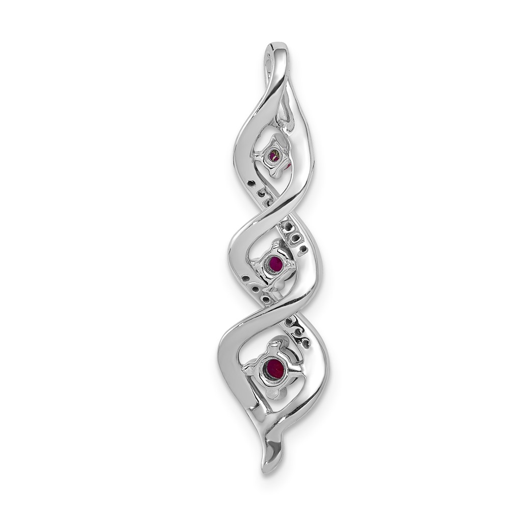 14k White Gold Diamond and .25 Ruby Twisted 3-stone Chain Slide (PM5264-RU-008-WA)