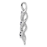 14K White Gold 0.07 Carat Lab Grown Diamond VS SI+ G+ and Lab Created Blue Sapphire Twist Chain Slide Pendant view 2