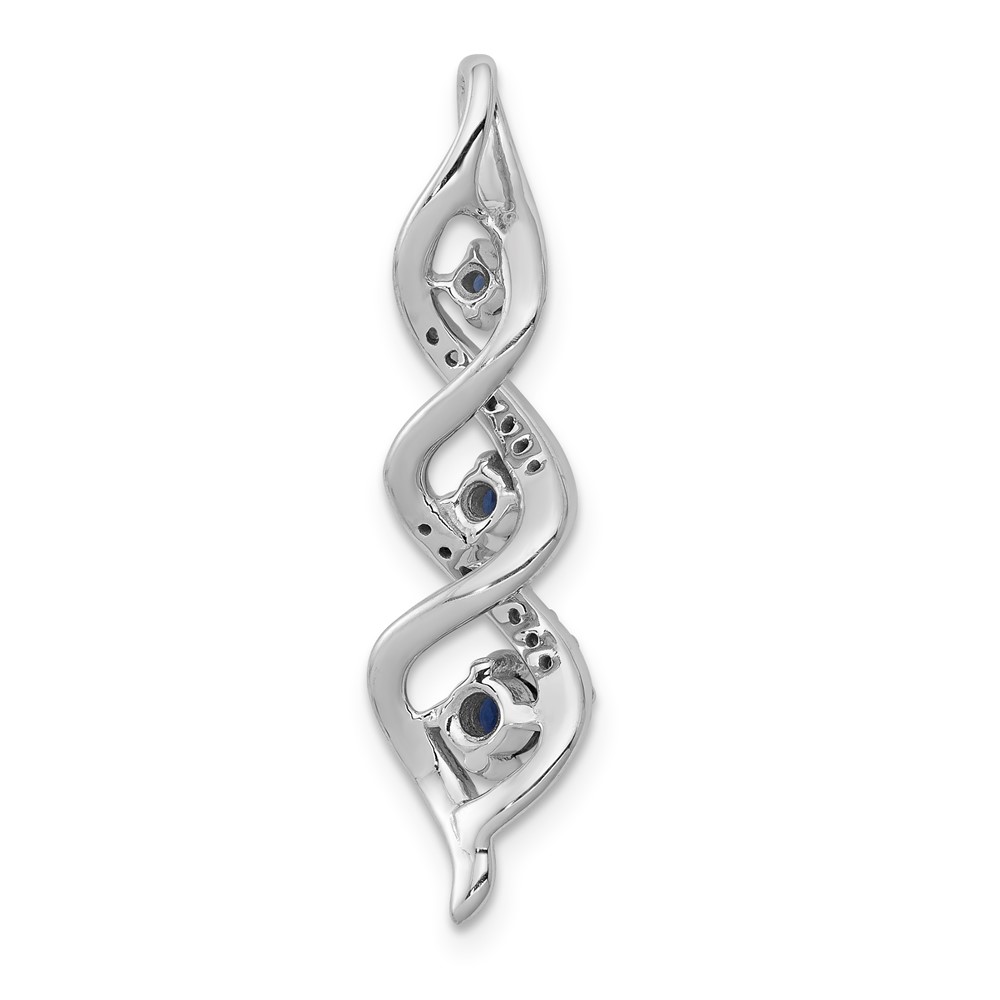 14k White Gold Diamond and .26 Sapphire Twisted 3-stone Chain Slide (PM5264-SA-008-WA)