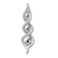 14K White Gold 0.07 Carat Lab Grown Diamond VS SI+ G+ and Lab Created Blue Sapphire Twist Chain Slide Pendant view 3