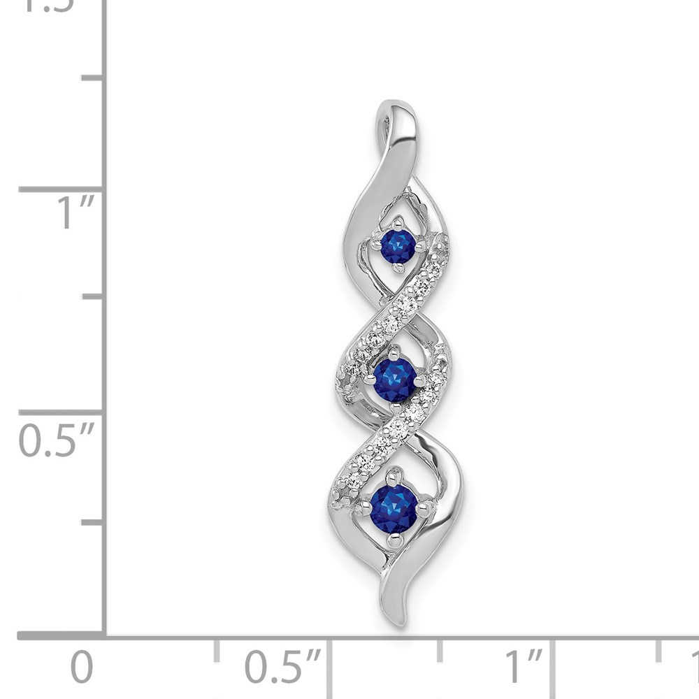 14k White Gold Diamond and .26 Sapphire Twisted 3-stone Chain Slide (PM5264-SA-008-WA)