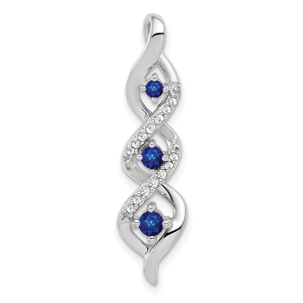 14k White Gold Diamond and .26 Sapphire Twisted 3-stone Chain Slide (PM5264-SA-008-WA)