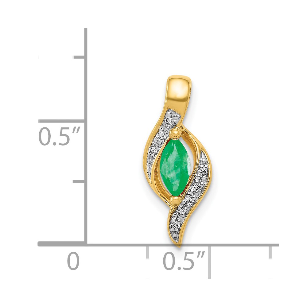 14k Diamond and Marquise Emerald Chain Slide (PM5265-EM-004-YA)