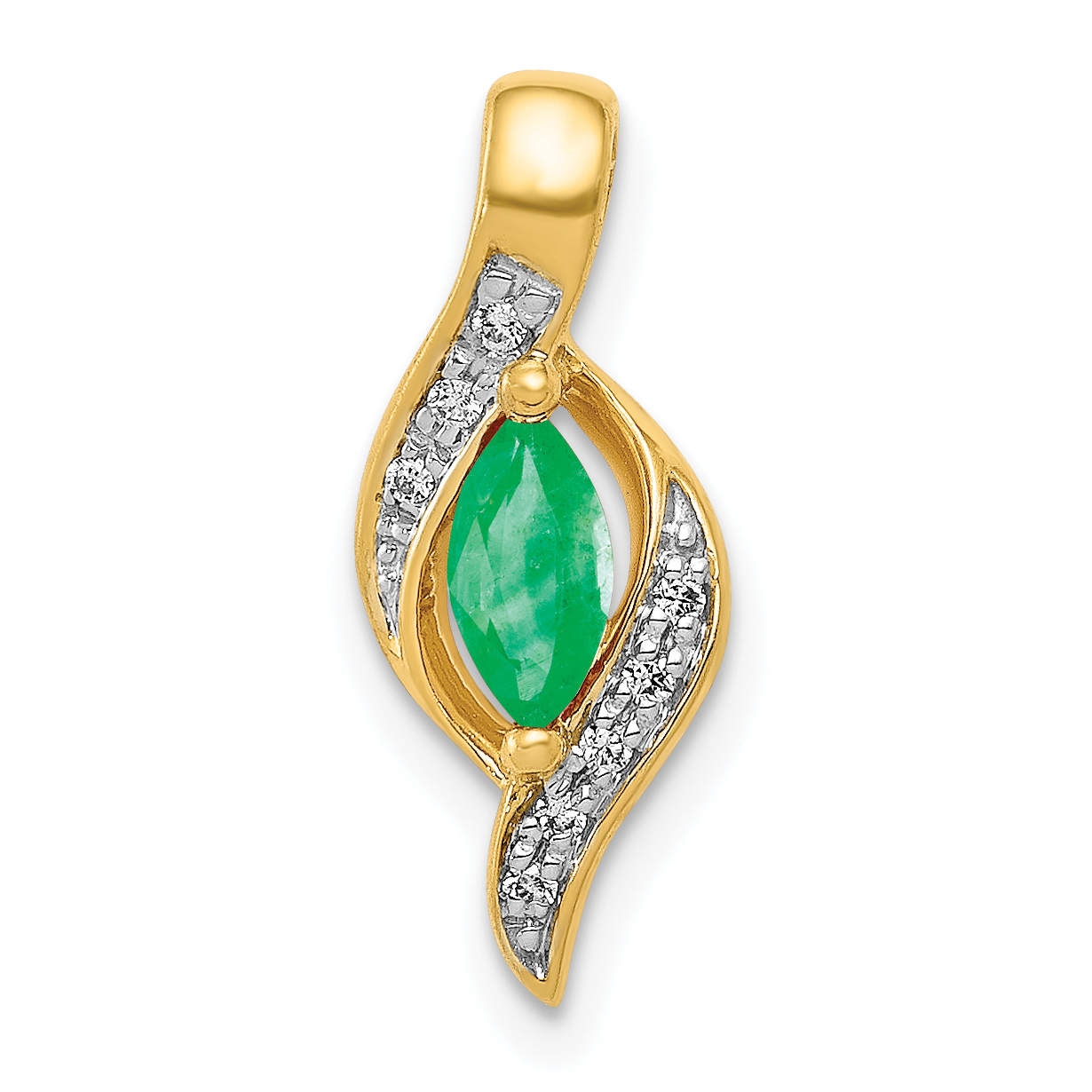 14k Diamond and Marquise Emerald Chain Slide (PM5265-EM-004-YA)