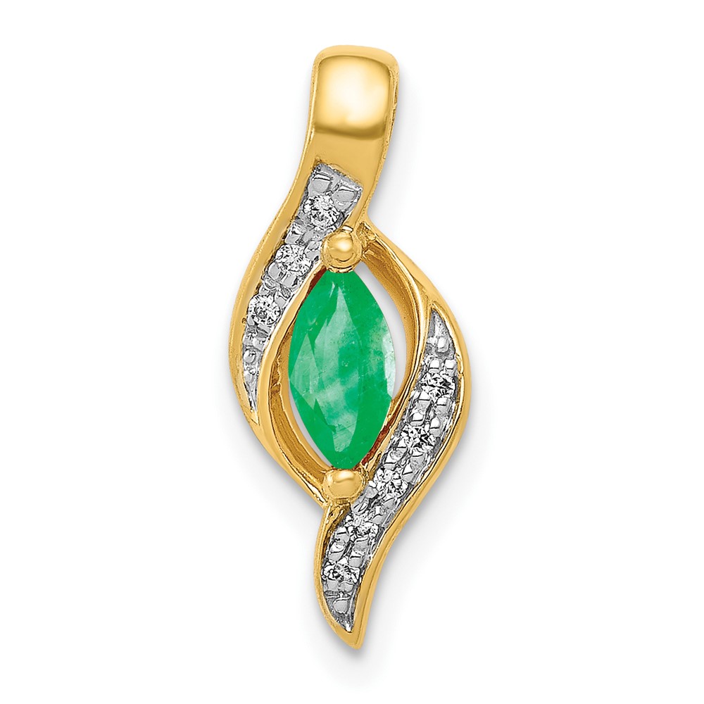14k Diamond and Marquise Emerald Chain Slide (PM5265-EM-004-YA)