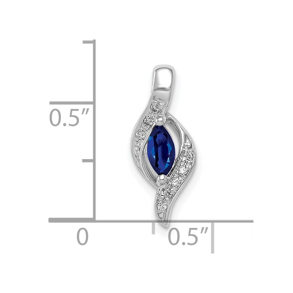 10k White Gold  Diamond and Marquise .29 Sapphire Pendant (PM5265-SA-004-1WA)