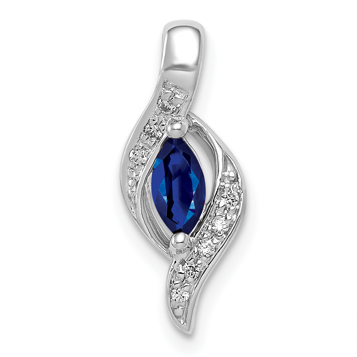 10k White Gold  Diamond and Marquise .29 Sapphire Pendant (PM5265-SA-004-1WA)