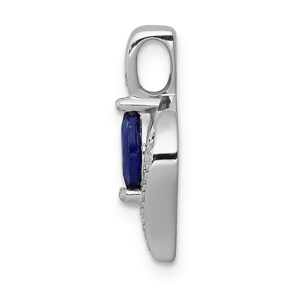 14k White Gold Diamond and .29 Marquise Sapphire Chain Slide (PM5265-SA-004-WA)