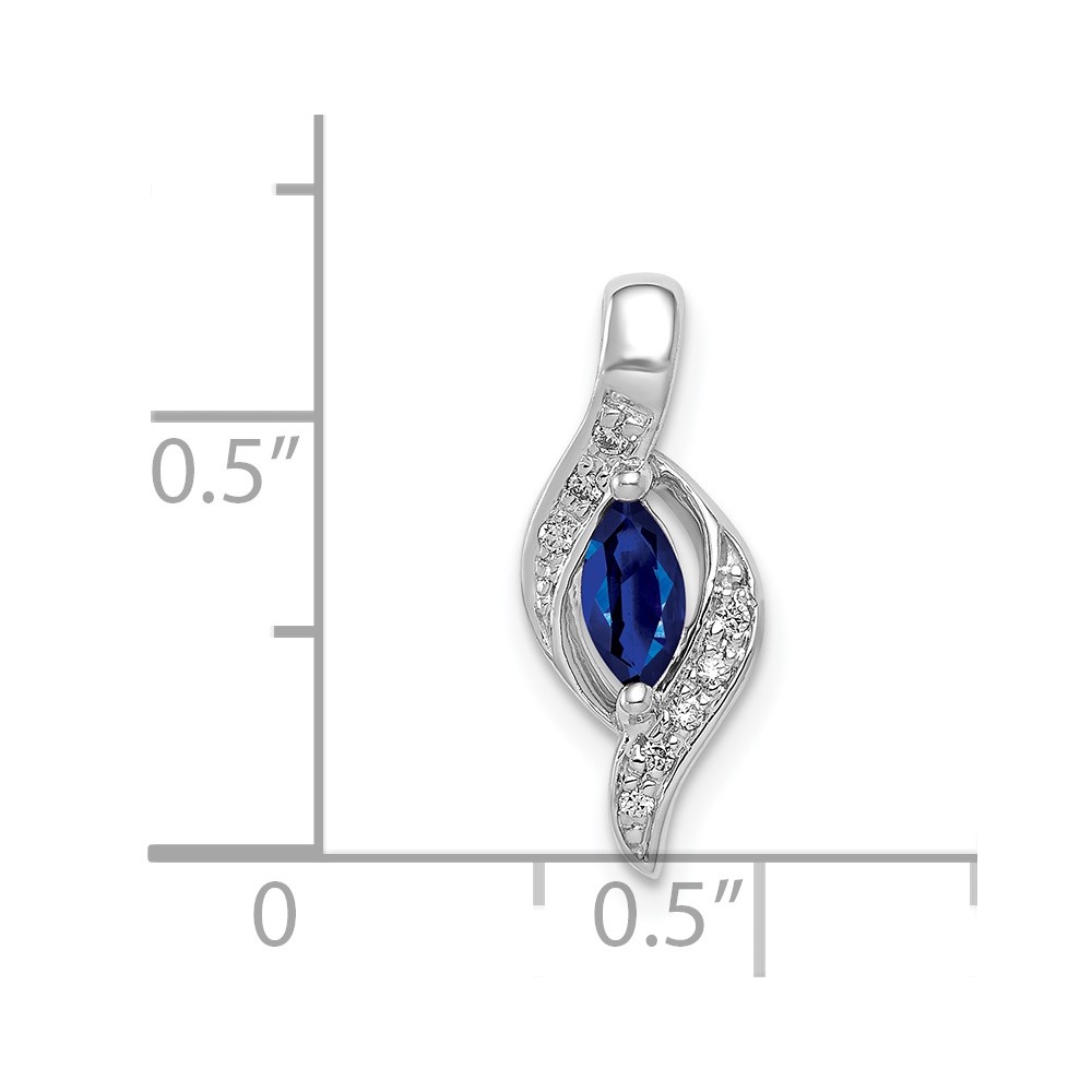 14k White Gold Diamond and .29 Marquise Sapphire Chain Slide (PM5265-SA-004-WA)