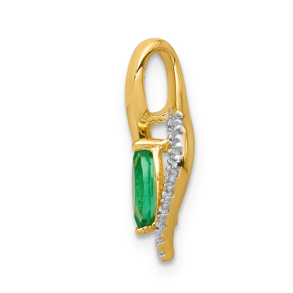 14k Diamond and Marquise Emerald Chain Slide (PM5267-EM-005-YA)