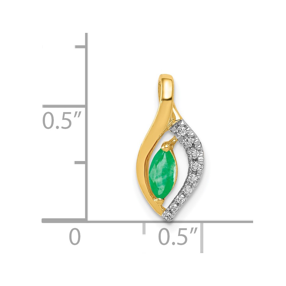 14k Diamond and Marquise Emerald Chain Slide (PM5267-EM-005-YA)