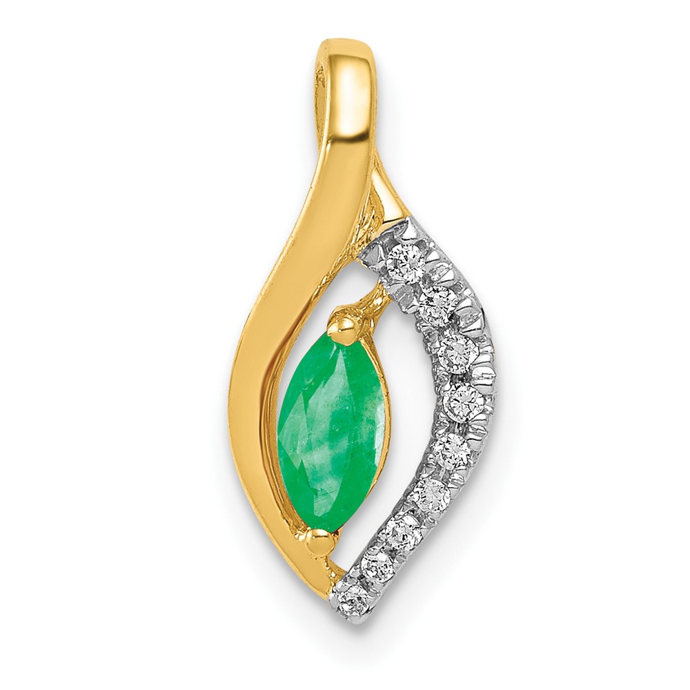 14k Diamond and Marquise Emerald Chain Slide (PM5267-EM-005-YA)