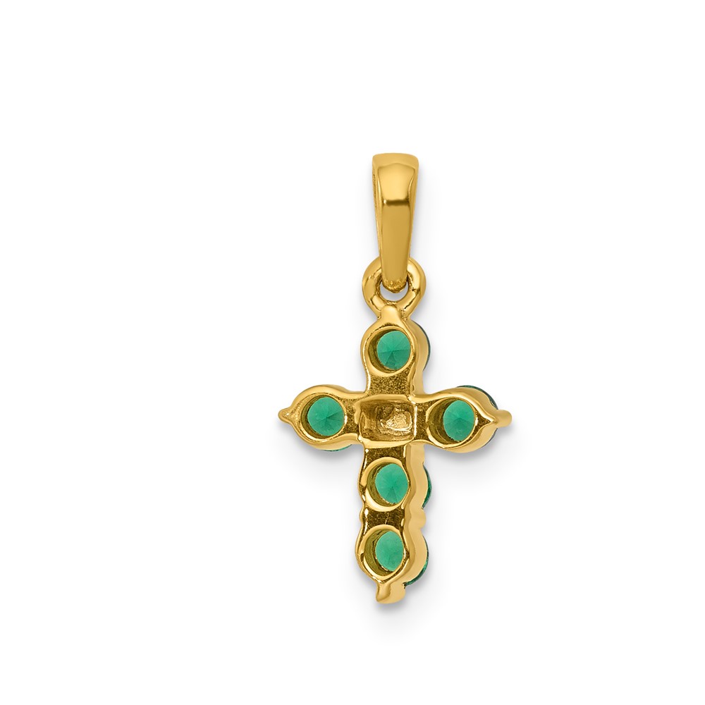 10K Emerald and Diamond Cross Pendant (PM5269-EM-003-1YA)
