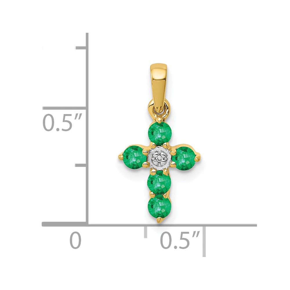 10K Emerald and Diamond Cross Pendant (PM5269-EM-003-1YA)