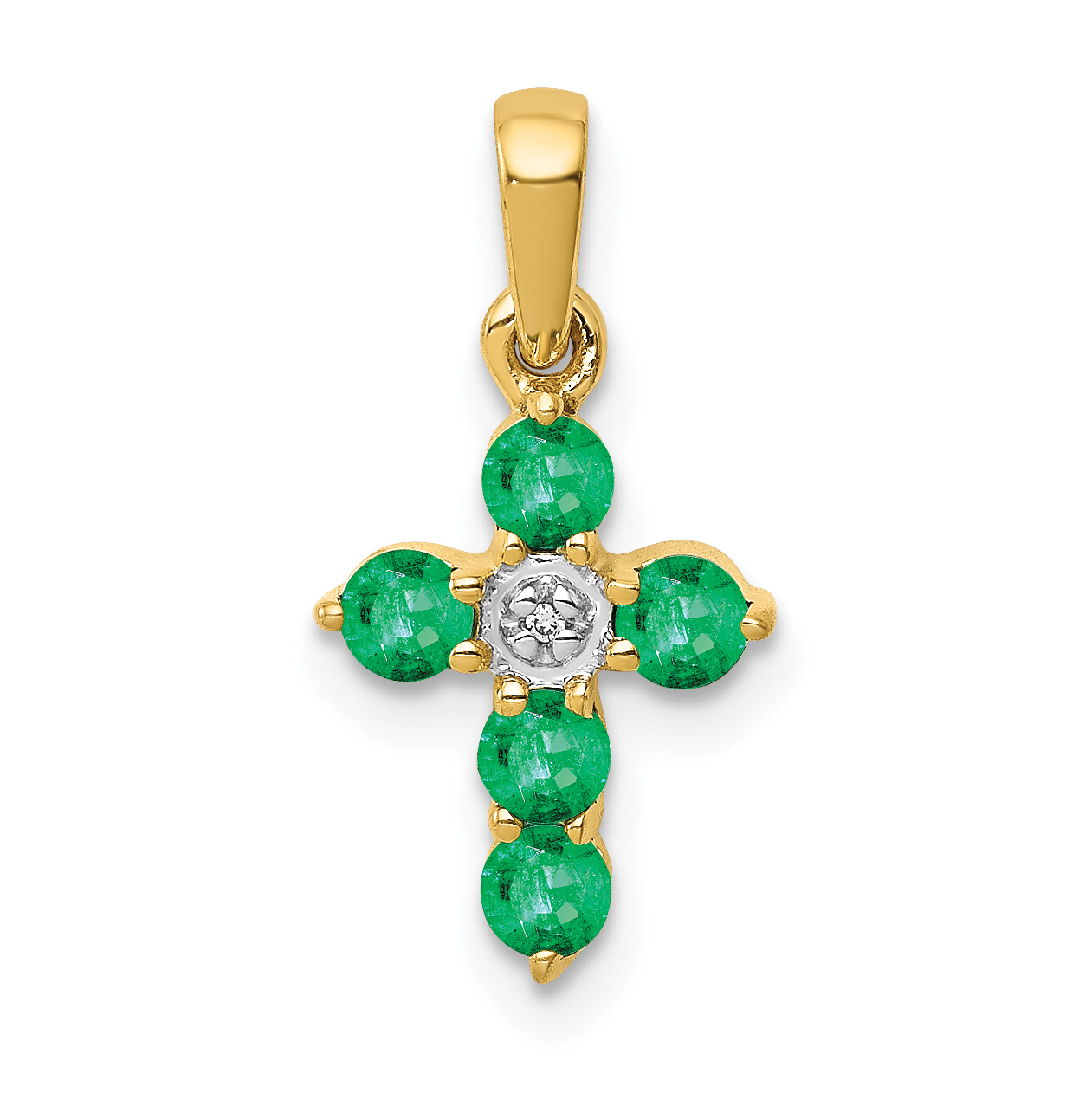 10K Emerald and Diamond Cross Pendant (PM5269-EM-003-1YA)