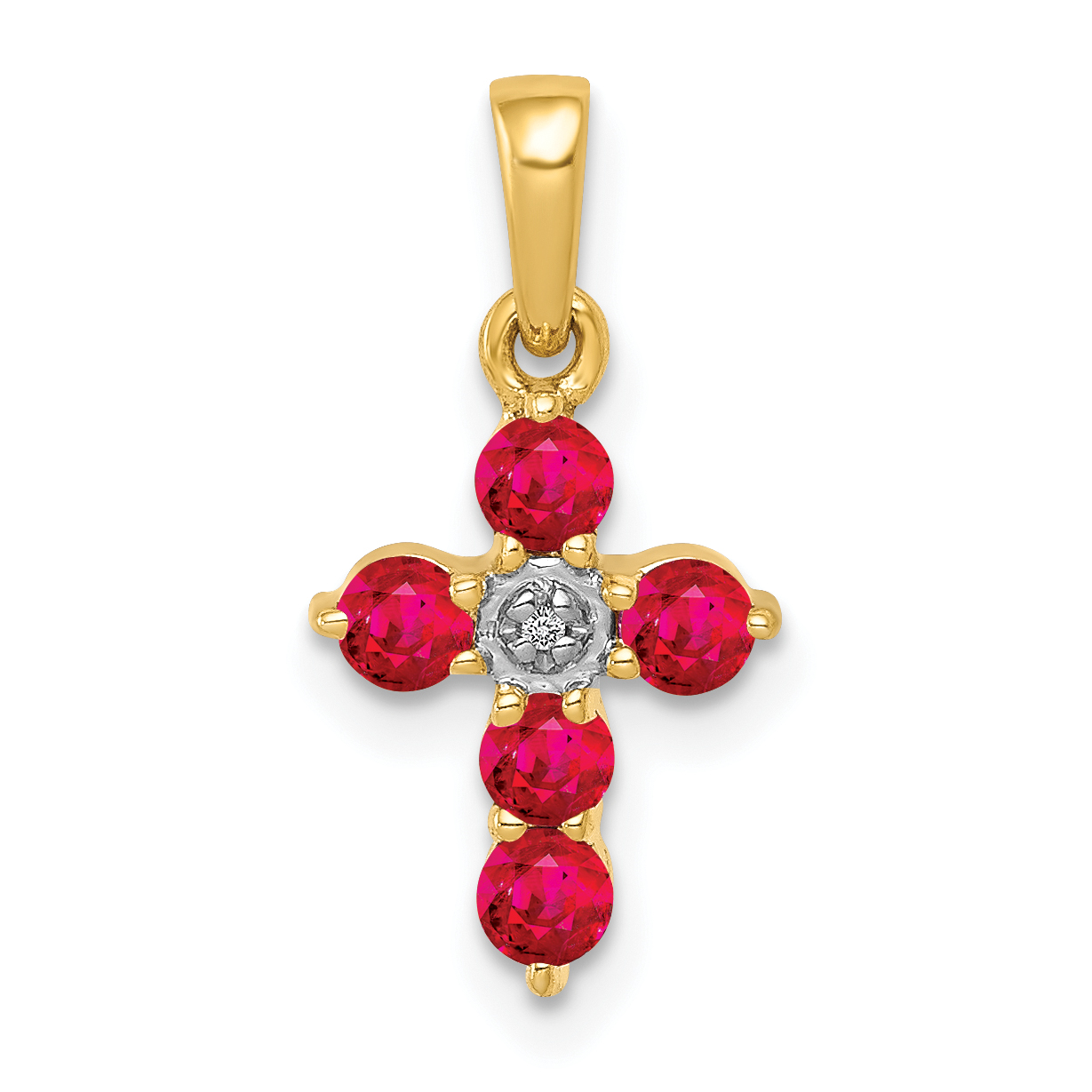 14k .30 Ruby and Diamond Cross Pendant PM5269 | eBay