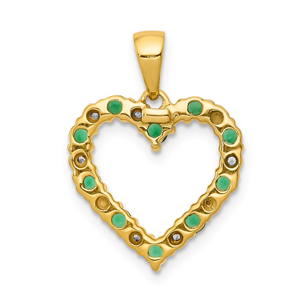14k Diamond and Emerald Heart Pendant (PM5270-EM-003-YA)
