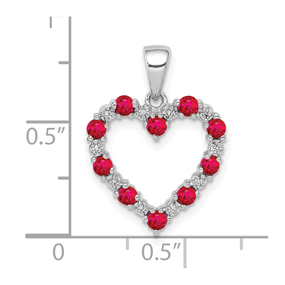 10k White Gold Diamond and .35 Ruby Heart Pendant (PM5270-RU-003-1WA)