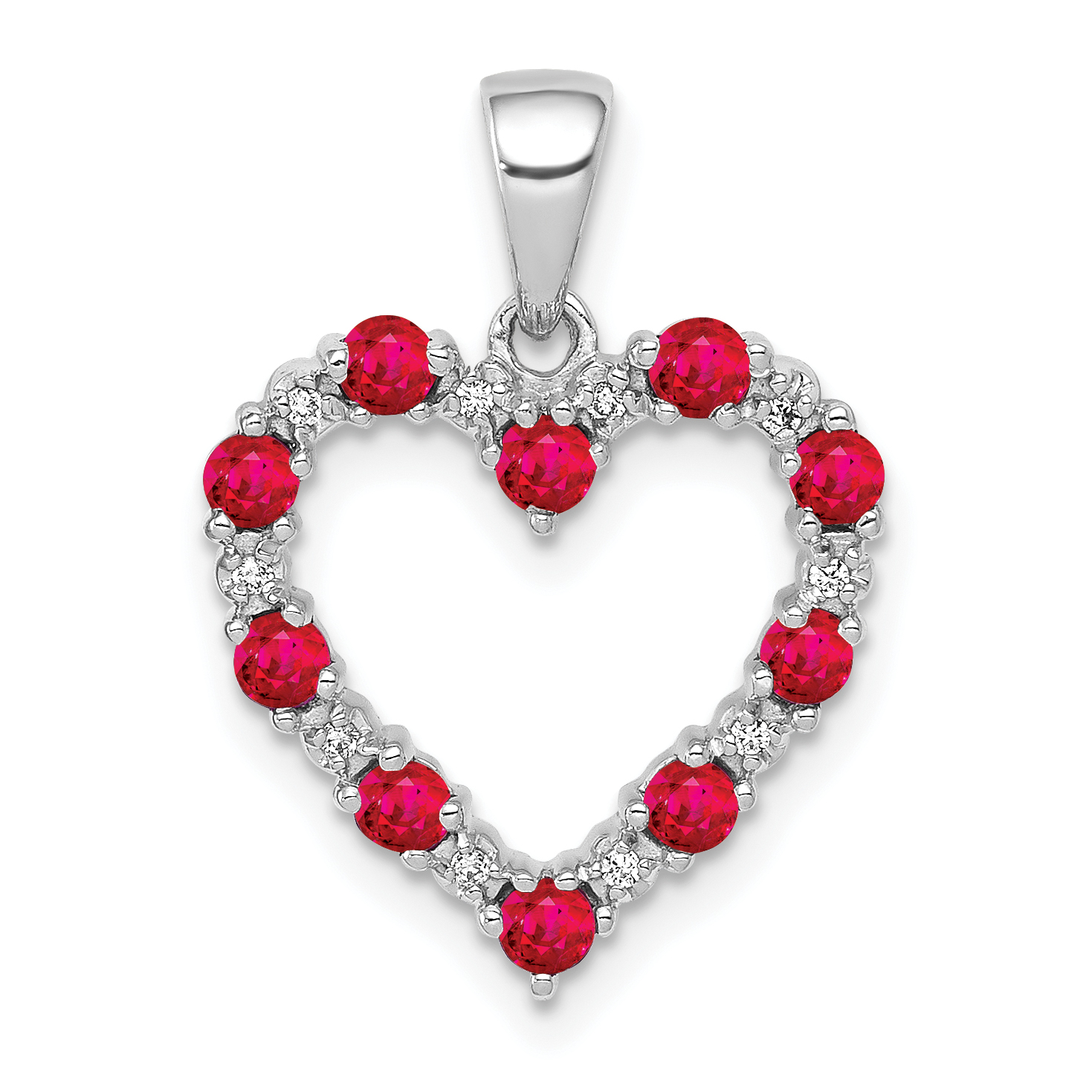 10k White Gold Diamond and .35 Ruby Heart Pendant (PM5270-RU-003-1WA)
