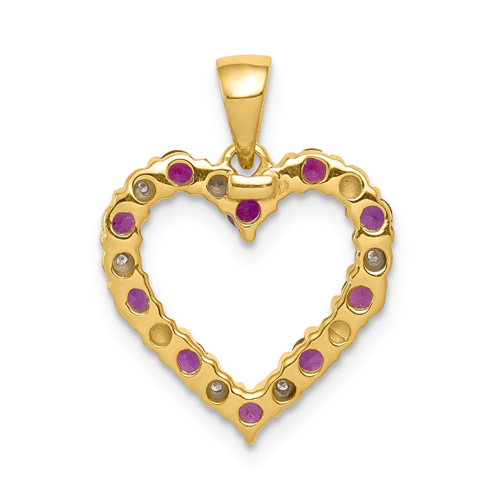 14k Diamond and .35 Ruby Heart Pendant (PM5270-RU-003-YA)