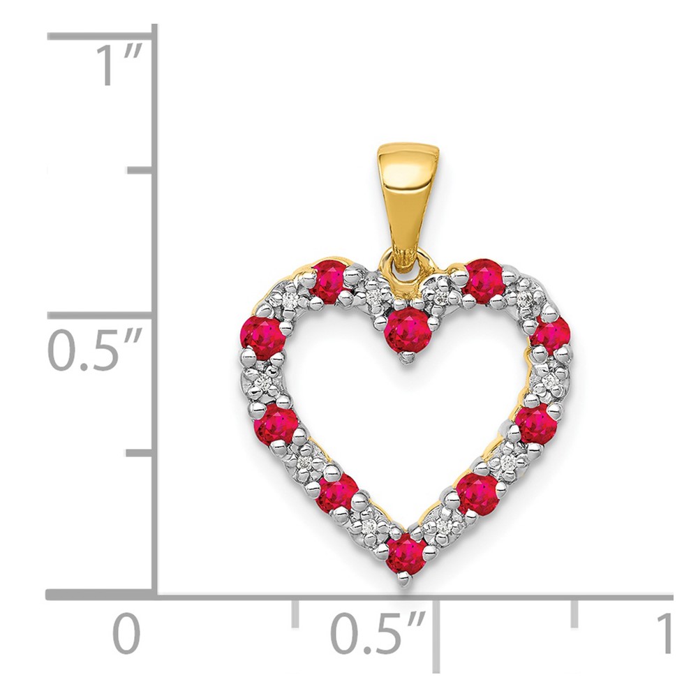 14k Diamond and .35 Ruby Heart Pendant (PM5270-RU-003-YA)