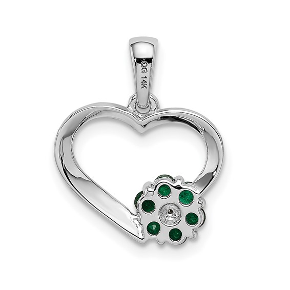 Gemstone and Diamond Heart With Flower Pendants