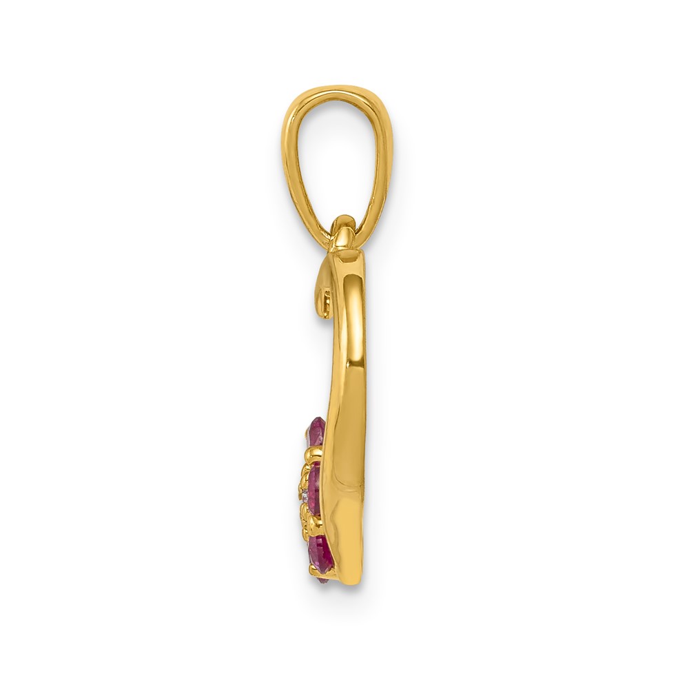 10k Diamond and Ruby Heart w/ Flower Pendant (PM5271-RU-003-1YA)