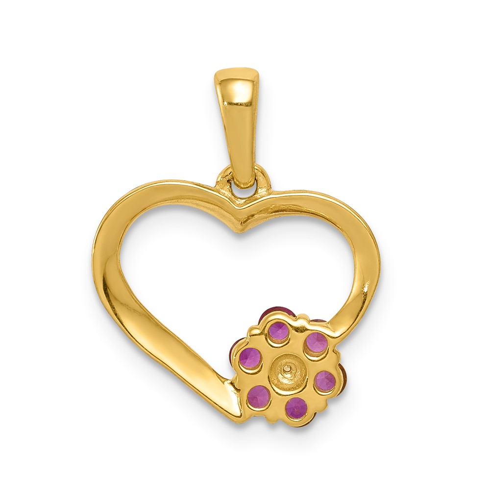 10k Diamond and Ruby Heart w/ Flower Pendant (PM5271-RU-003-1YA)