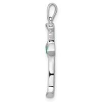 14K White Gold 0.20 Carat Lab Grown Diamond VS SI+ G+ and Lab Created Emerald Complete Cross Pendant view 2