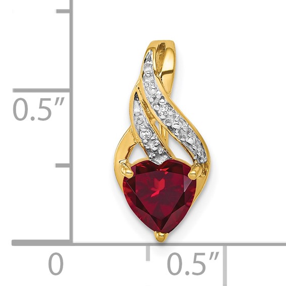10k Diamond and Created Ruby Polished Heart Pendant